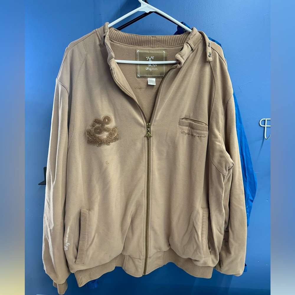 LRG members only jacket in tan size large